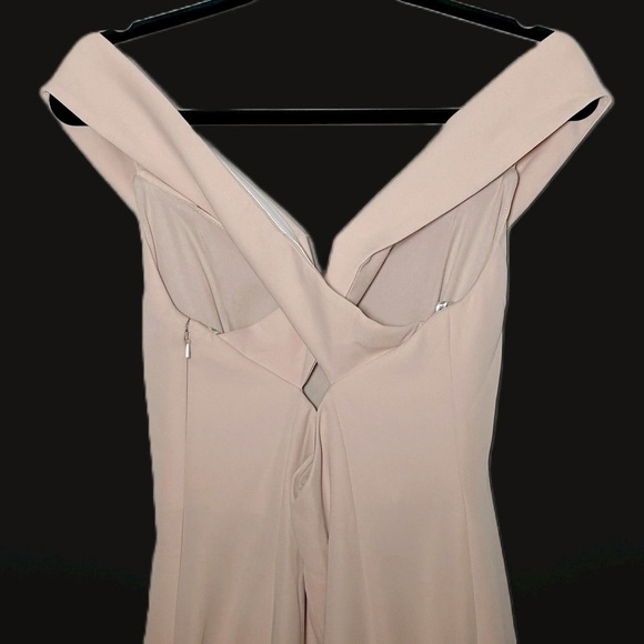 NWT Dessy Collection Off-the-Shoulder Criss Cross Back Trumpet in Cameo, Size 2R - Picture 9 of 16